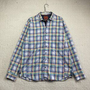 AU NOIR Button Down Shirt Men’s Size 5 Multicolor pride Plaid Flip Cuff Preppy